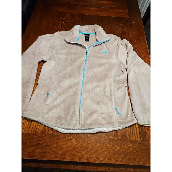 The North Face Osito Tan/blue Full Zip Fleece Jacket Womens Sz Lg  C782 (A630) - Picture 1 of 10